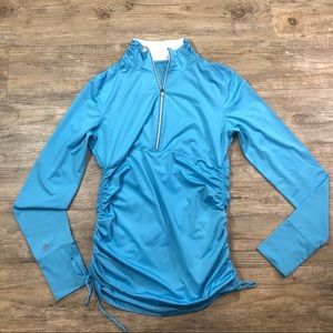 Athleta Half Zip Ruched Blue Sz Small NWOT Fitness